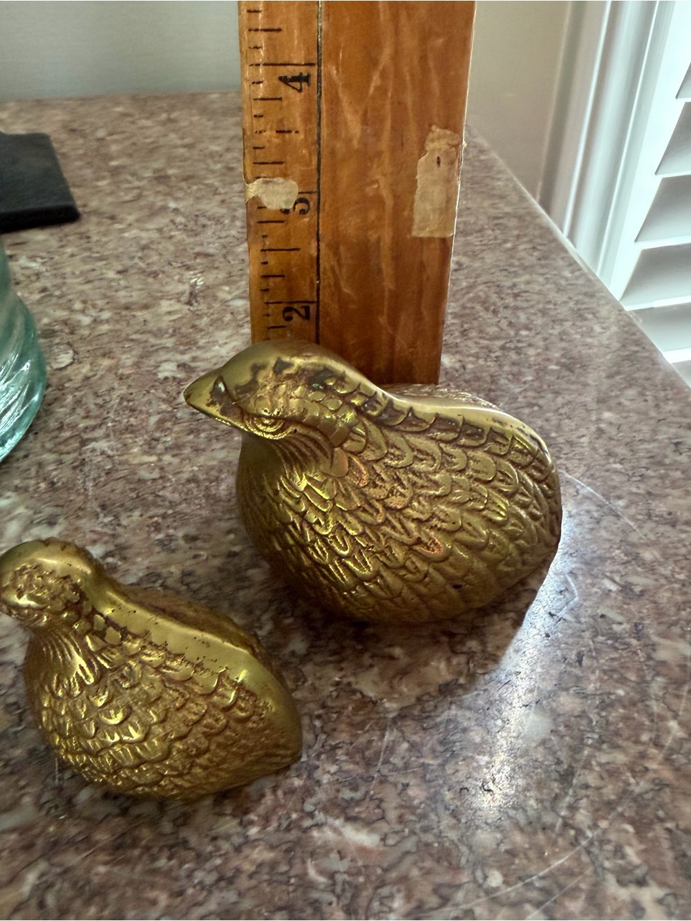 Vtg Metal Brass Quail Bird Set of 2 Figurine Paperweight MCM Decor Made in Korea - Picture 5 of 5